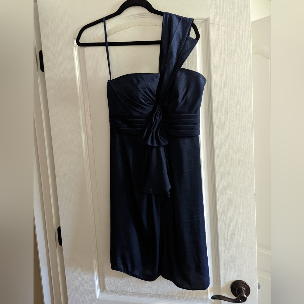 BCBG MAXAZRIA | Navy Blue One Shoulder Dress | Size 6